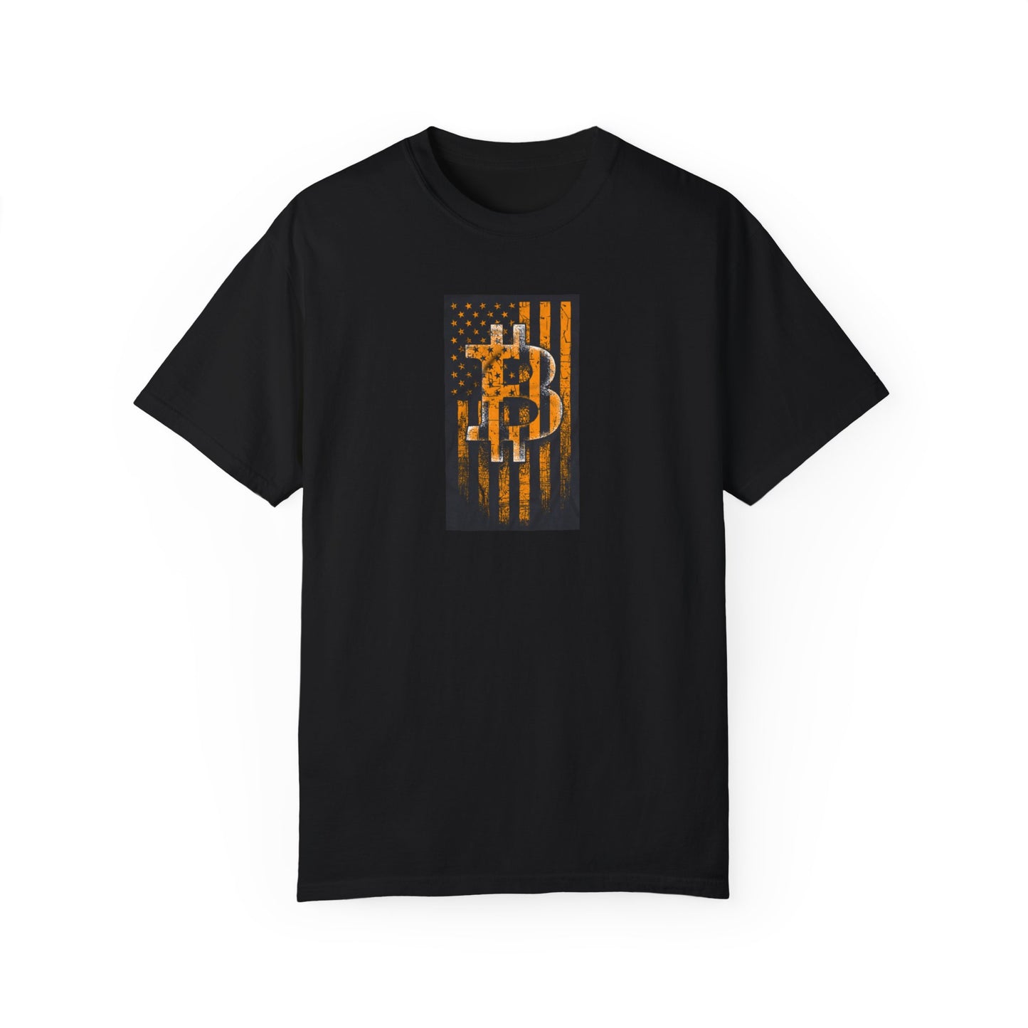 Vintage-Inspired Bitcoin Flag T-Shirt for Cryptocurrency Enthusiasts