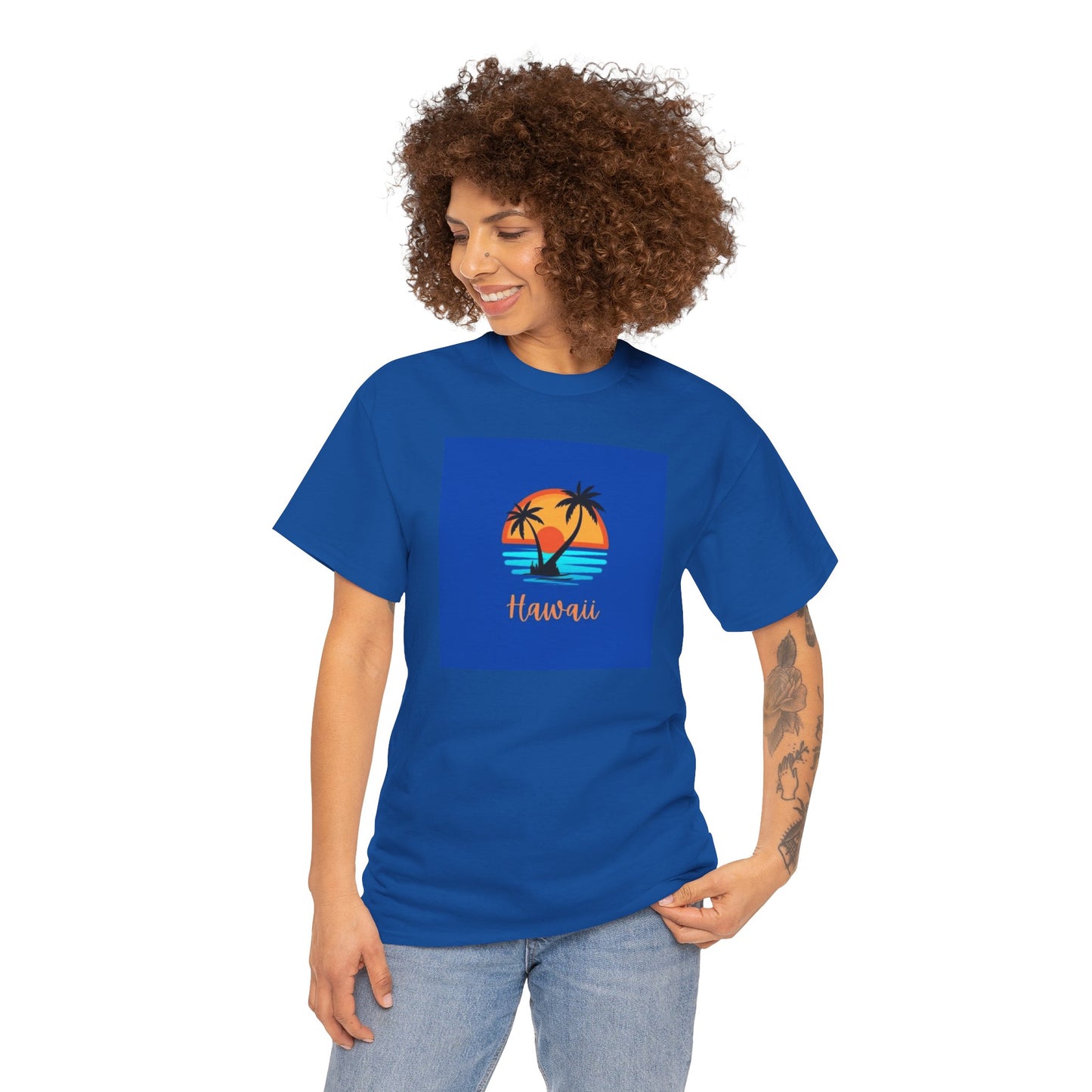 Hawaii Sunset Unisex Heavy Cotton Tee - Beach Vibe T-Shirt