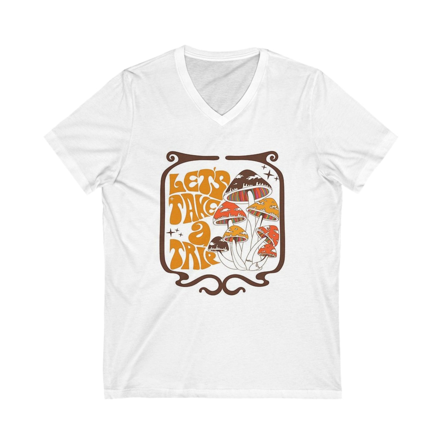 Bohemian Mushroom V-Neck Tee – "Let's Take a Trip"