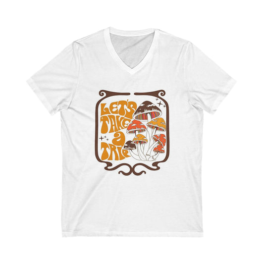 Bohemian Mushroom V-Neck Tee – "Let's Take a Trip"