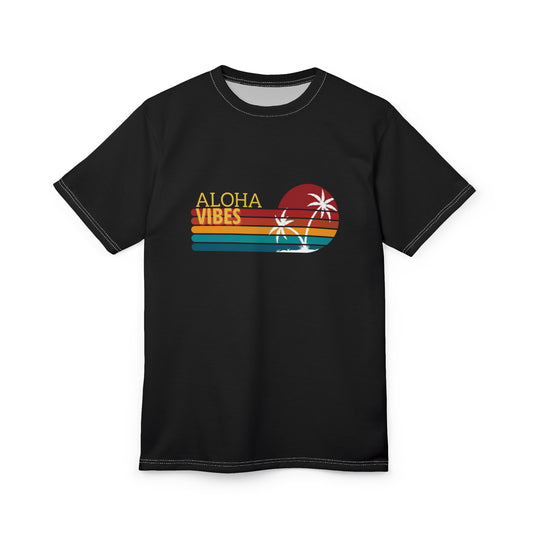 Aloha Vibes Unisex Cut & Sew Tee - Retro Tropical Graphic T-Shirt