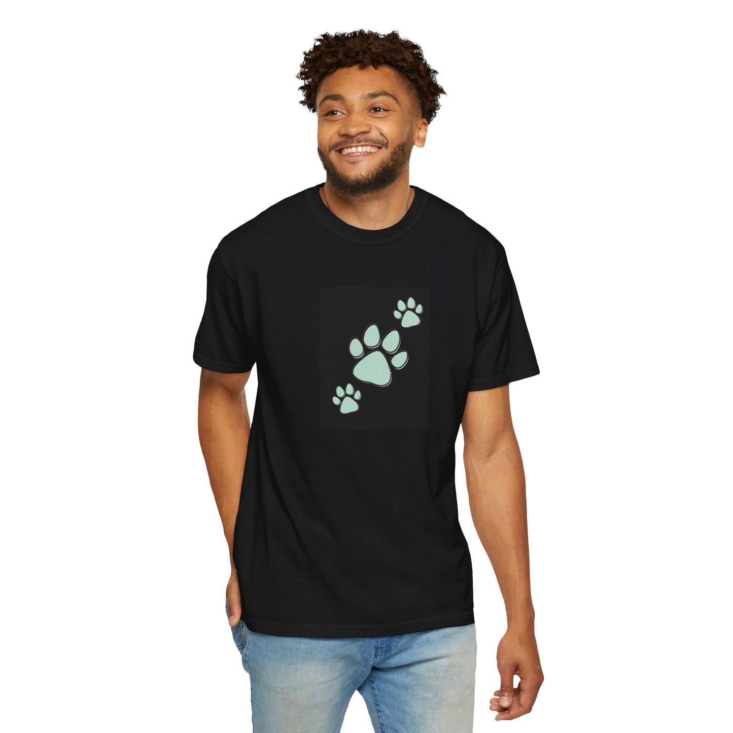 Glow-in-the-Dark Pet Paw Print T-Shirt for Animal Lovers