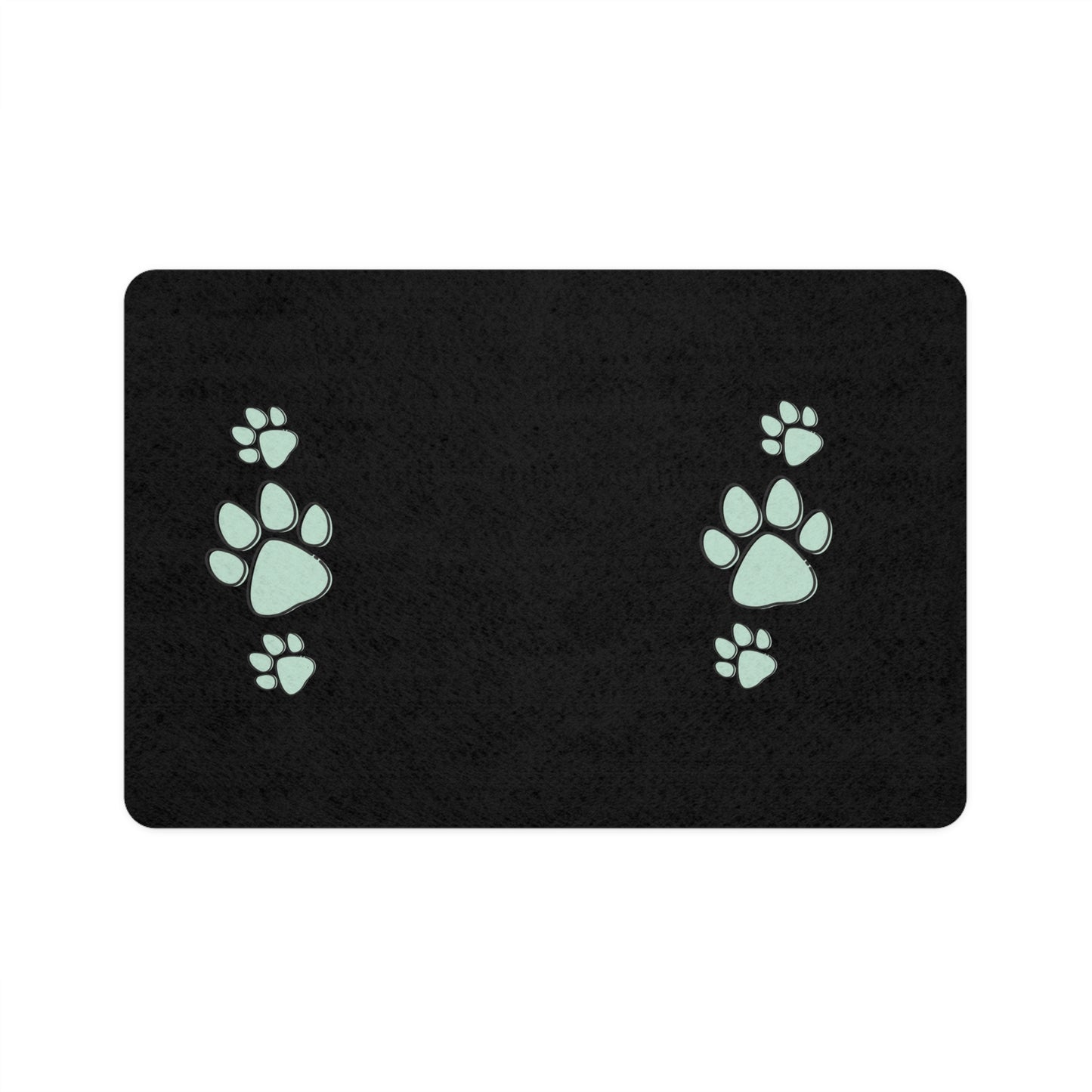 Cute Paw Print Pet Food Mat - Black 12x18