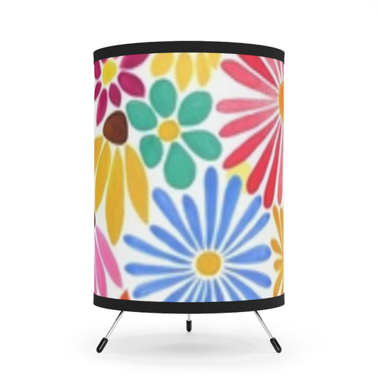 Colorful Floral Tripod Lamp - Vibrant Home Decor for Any Occasion