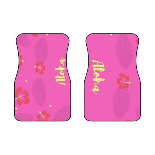 Aloha Floral Car Mats - Vibrant Pink Hibiscus Front Mats for Fun & Stylish Rides