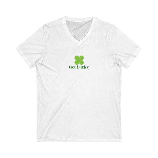 Get Lucky Unisex V-Neck Tee - Perfect for St. Patrick's Day Celebrations