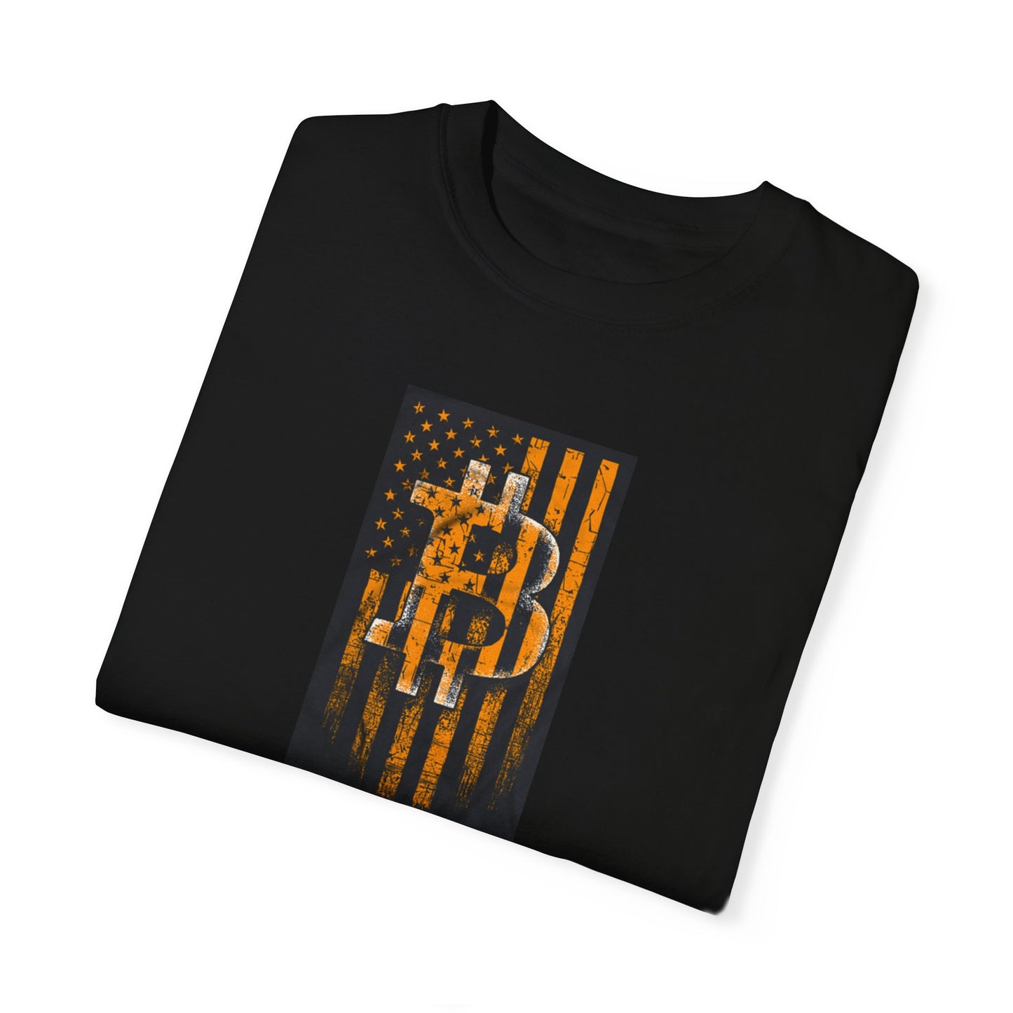 Vintage-Inspired Bitcoin Flag T-Shirt for Cryptocurrency Enthusiasts