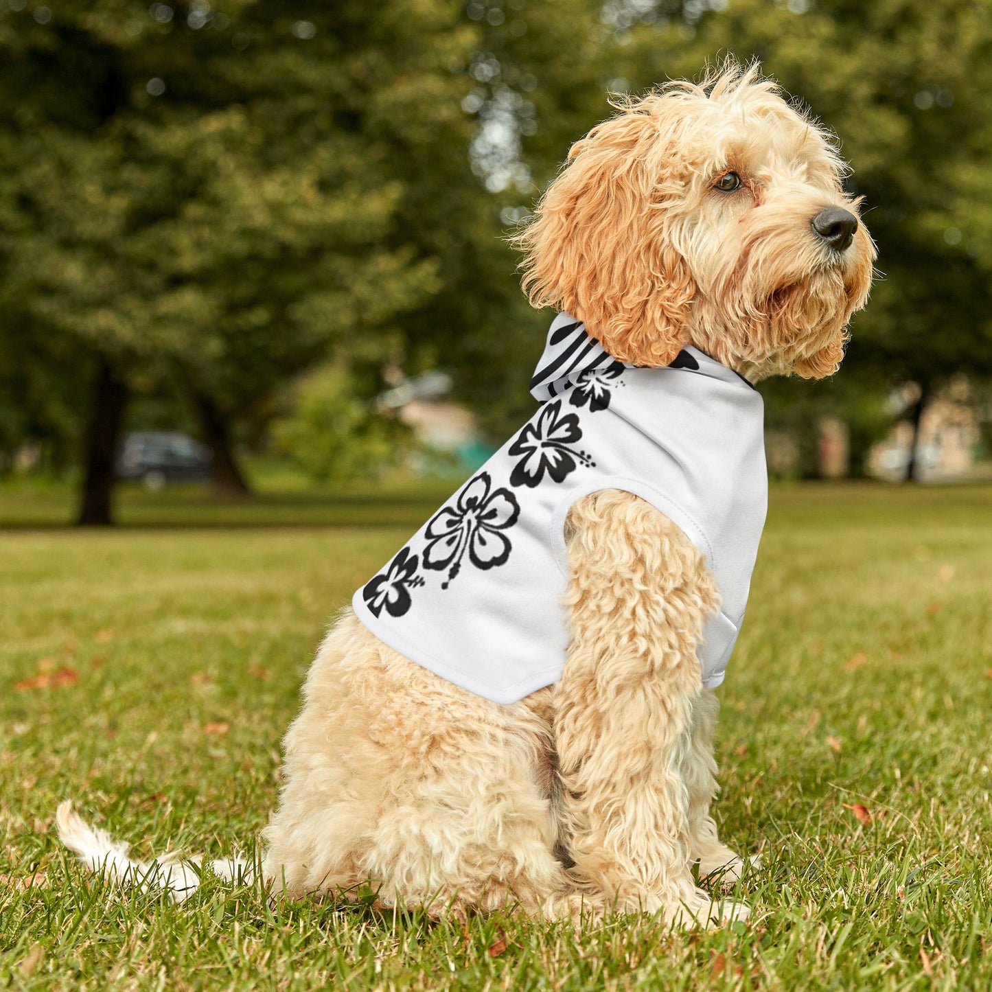 Stylish Black Floral Pet Hoodie - Perfect for Pets on Trend