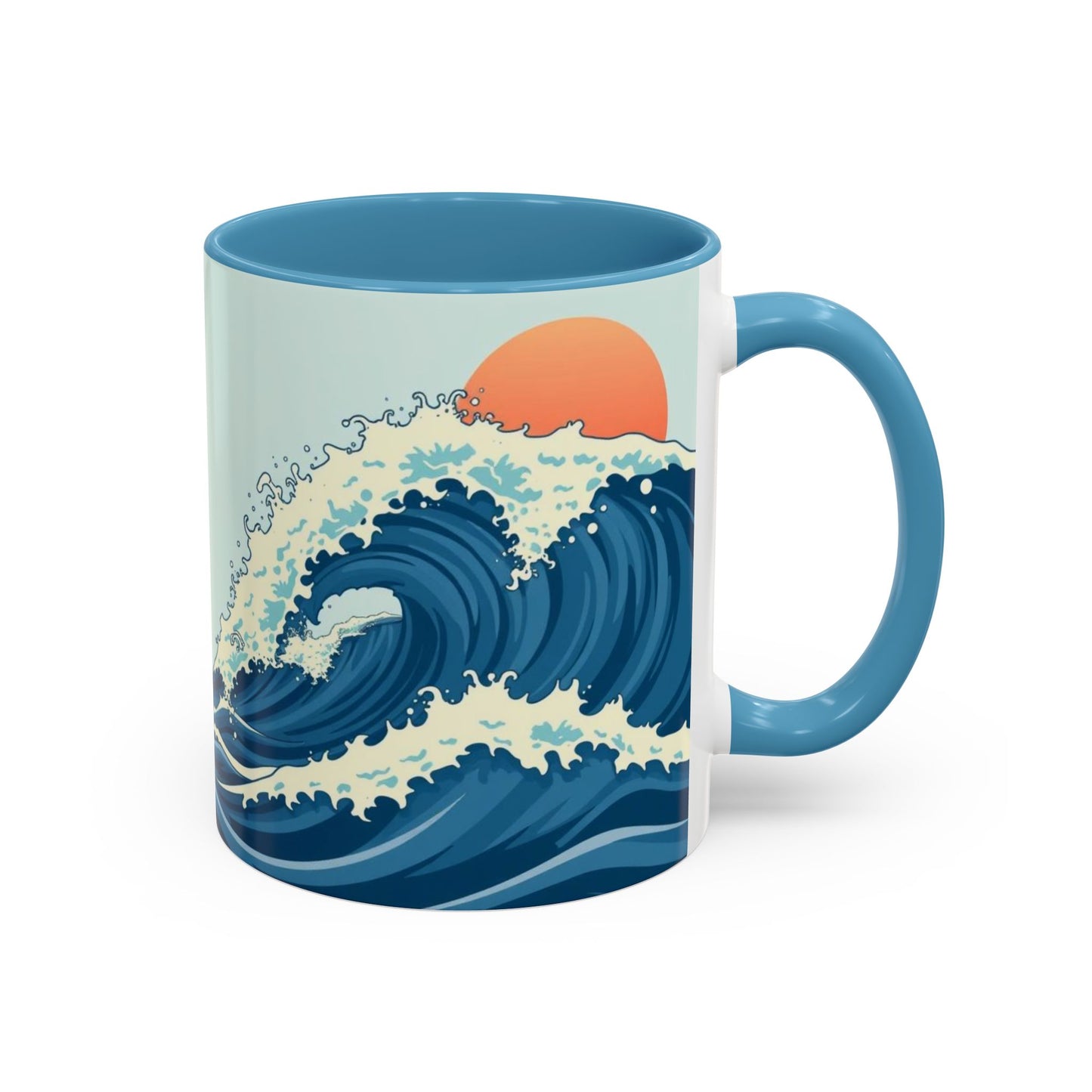 Surf's Up Accent Coffee Mug - Ocean Wave Design, Motivational Quotes, Perfect Gift for Beach Lovers