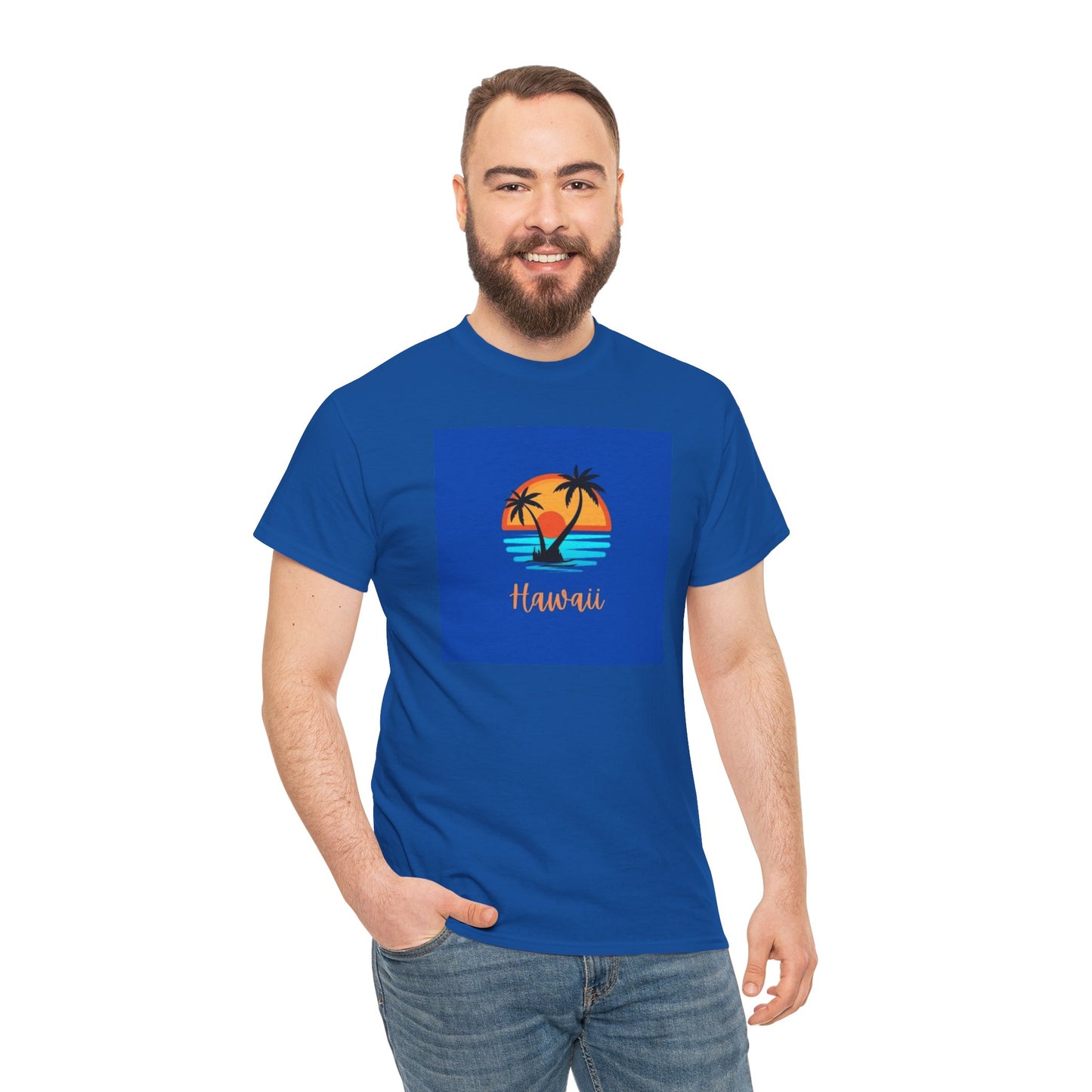 Hawaii Sunset Unisex Heavy Cotton Tee - Beach Vibe T-Shirt