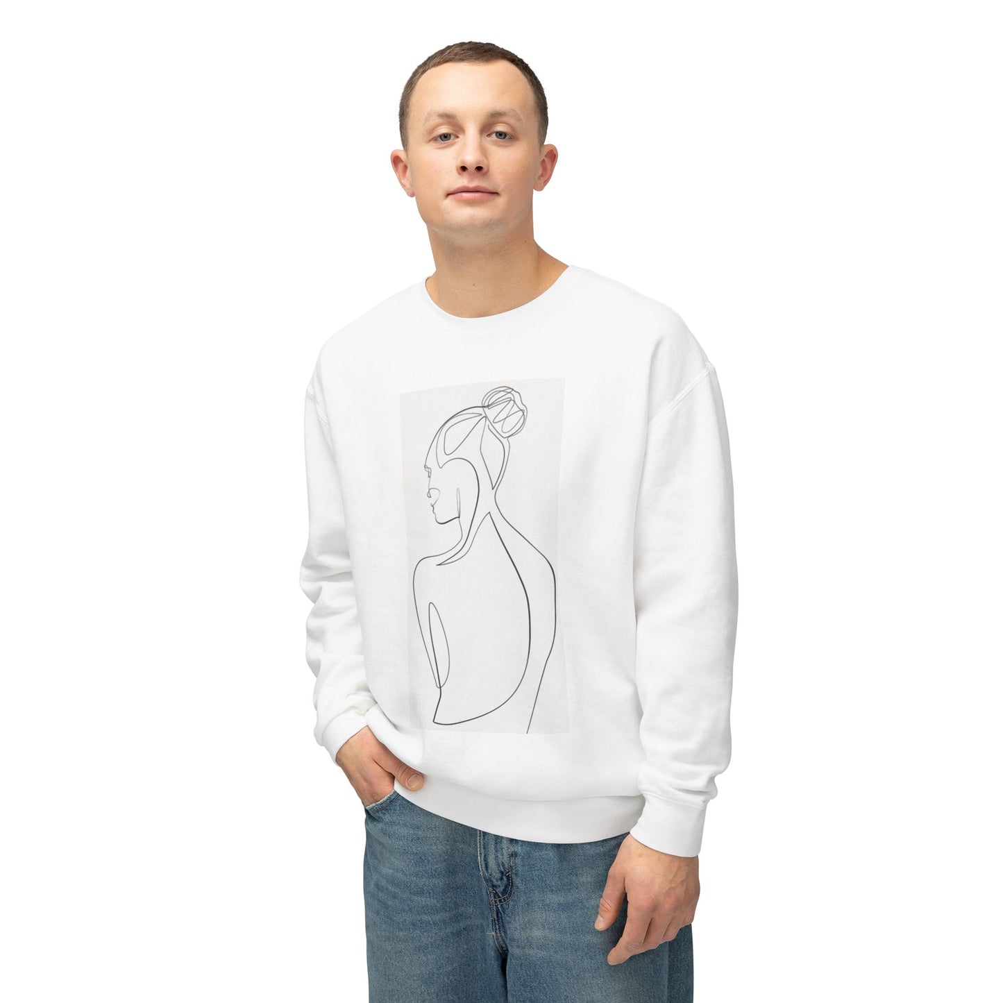 Minimalist Outline Design Unisex Lightweight Crewneck Sweatshirt