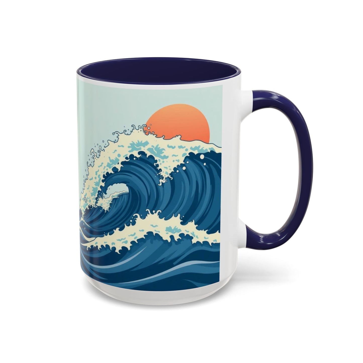 Surf's Up Accent Coffee Mug - Ocean Wave Design, Motivational Quotes, Perfect Gift for Beach Lovers