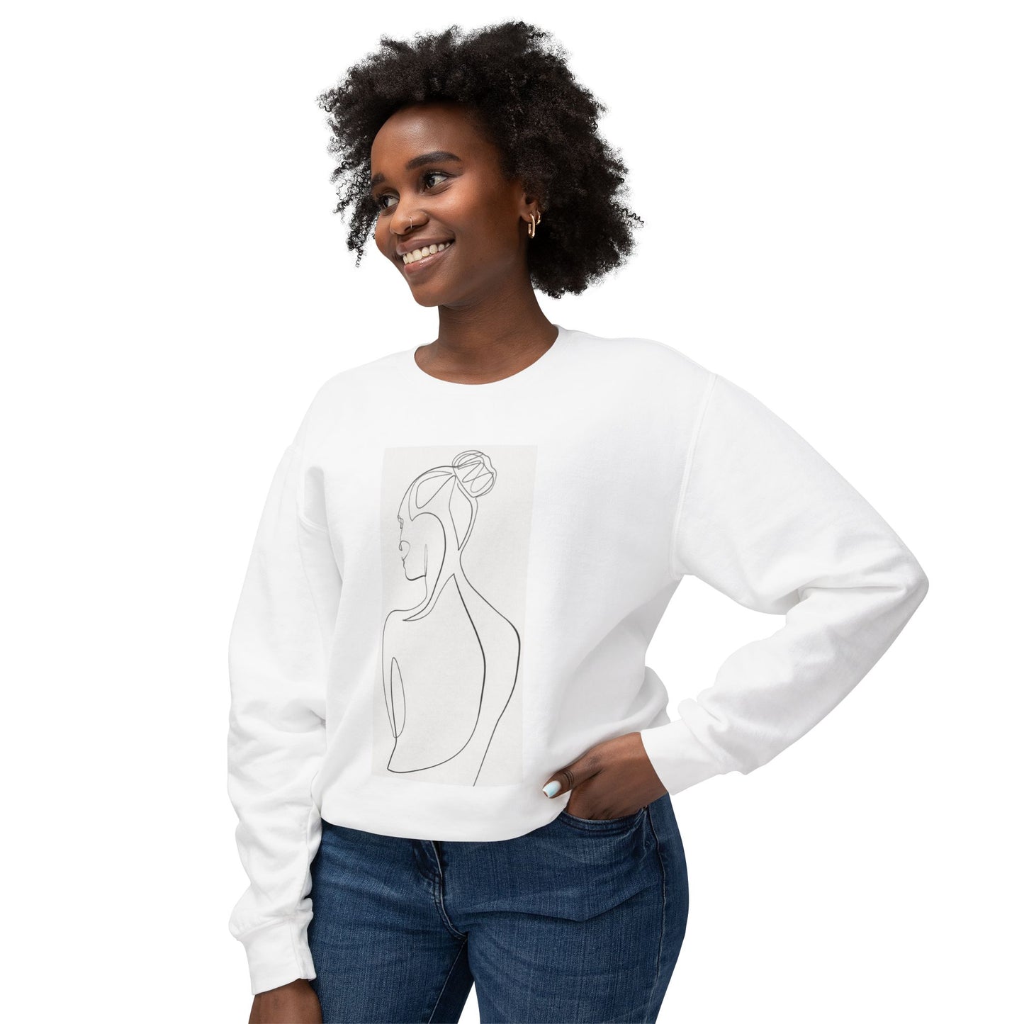 Minimalist Outline Design Unisex Lightweight Crewneck Sweatshirt