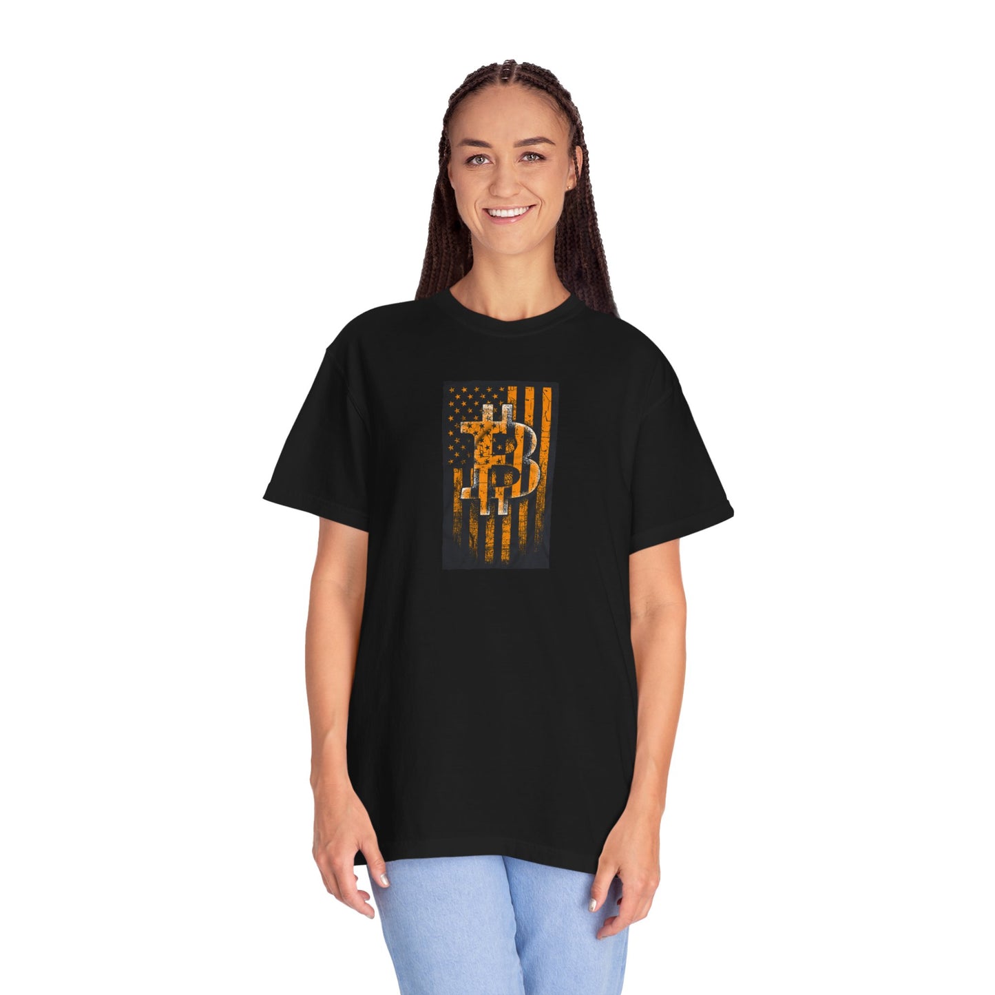 Vintage-Inspired Bitcoin Flag T-Shirt for Cryptocurrency Enthusiasts