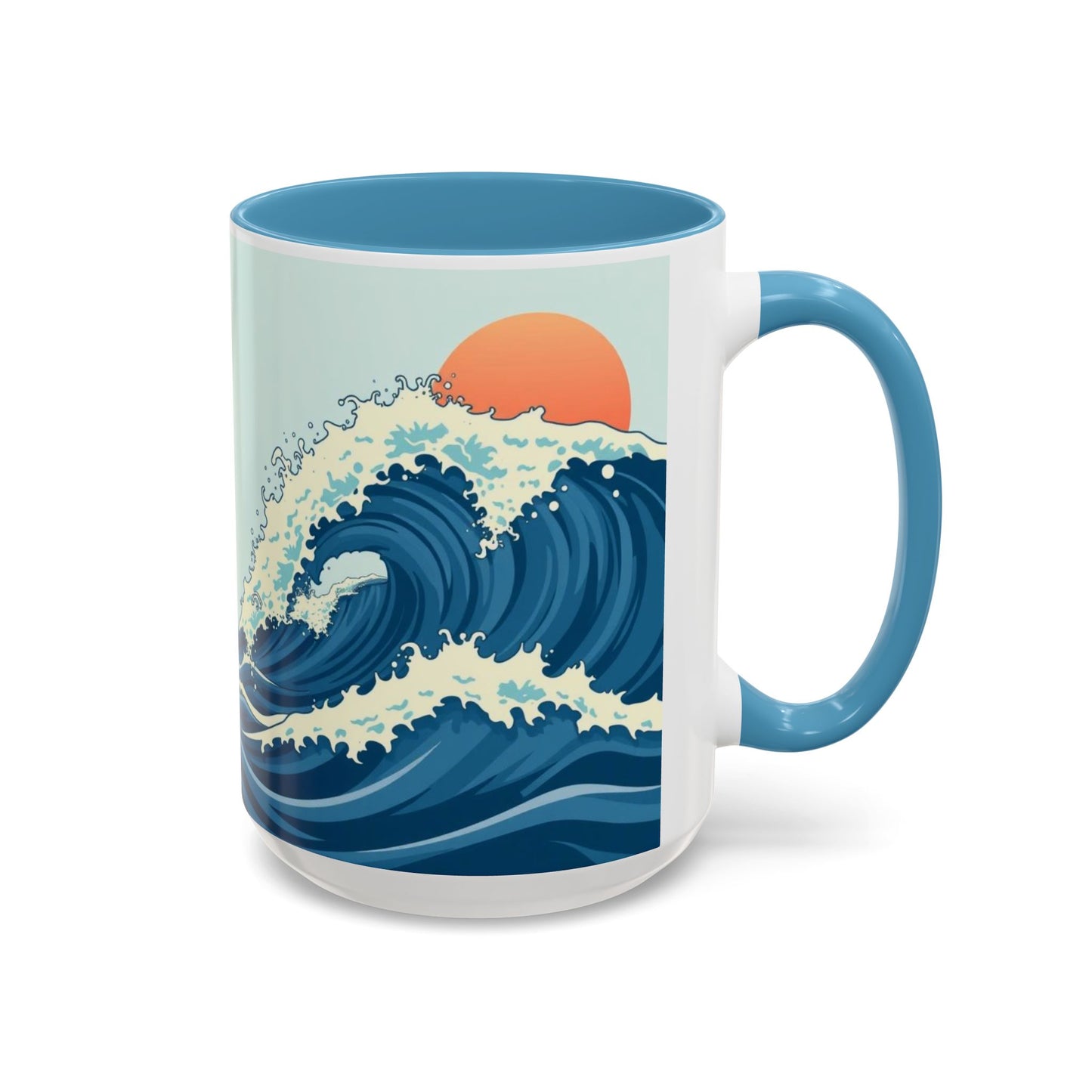 Surf's Up Accent Coffee Mug - Ocean Wave Design, Motivational Quotes, Perfect Gift for Beach Lovers