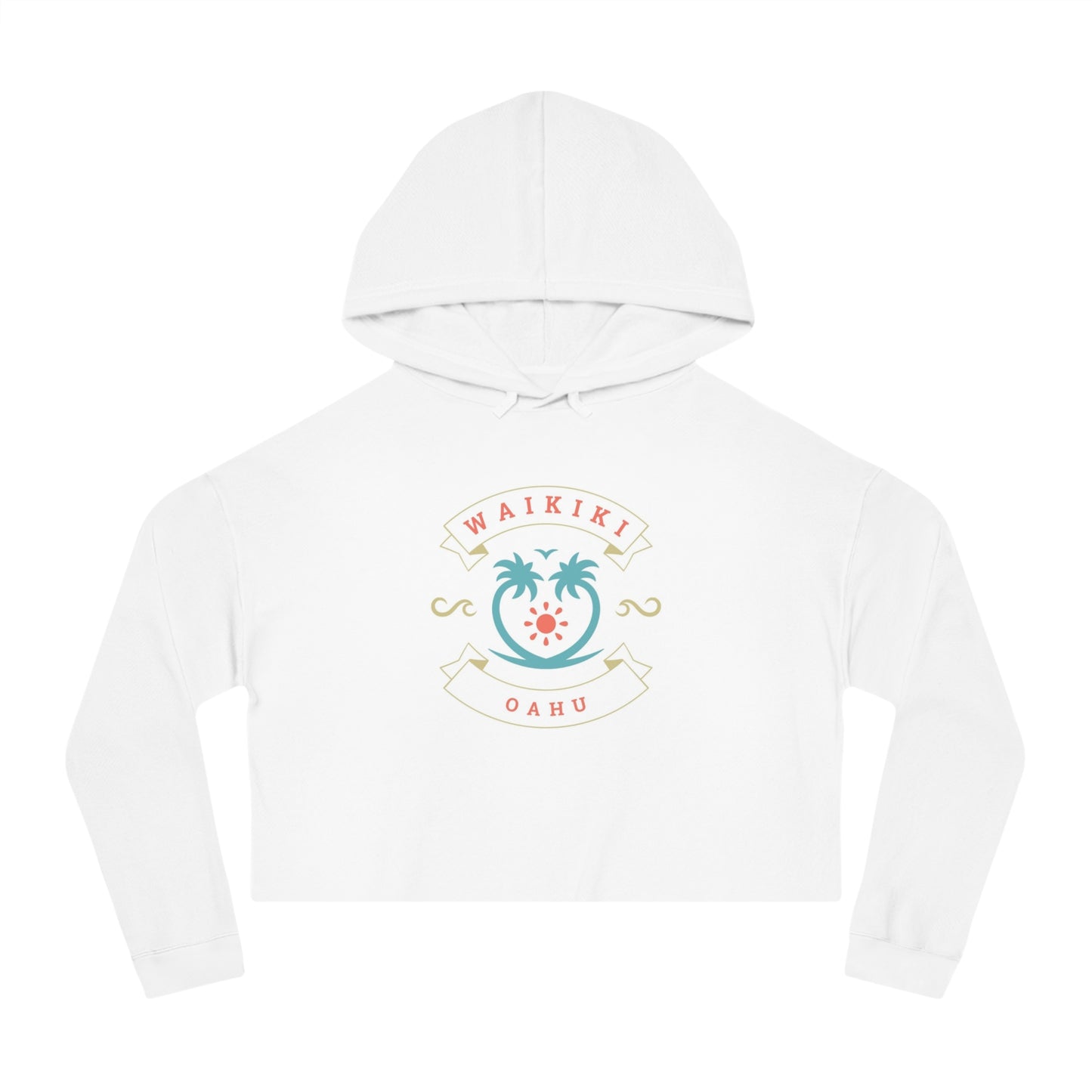 Waikiki Oahu Women’s Cropped Hooded Sweatshirt – Tropical Beach Vibes