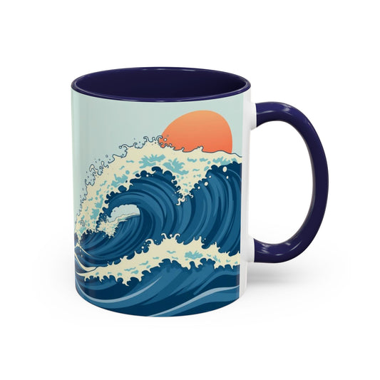 Surf's Up Accent Coffee Mug - Ocean Wave Design, Motivational Quotes, Perfect Gift for Beach Lovers