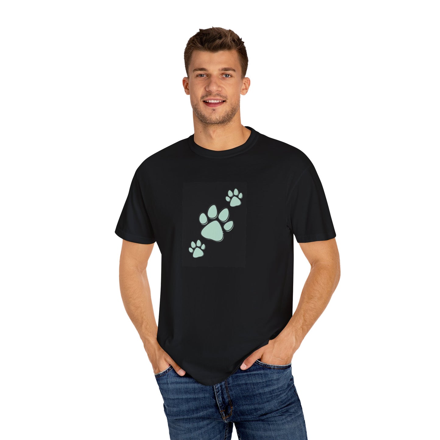 Glow-in-the-Dark Pet Paw Print T-Shirt for Animal Lovers