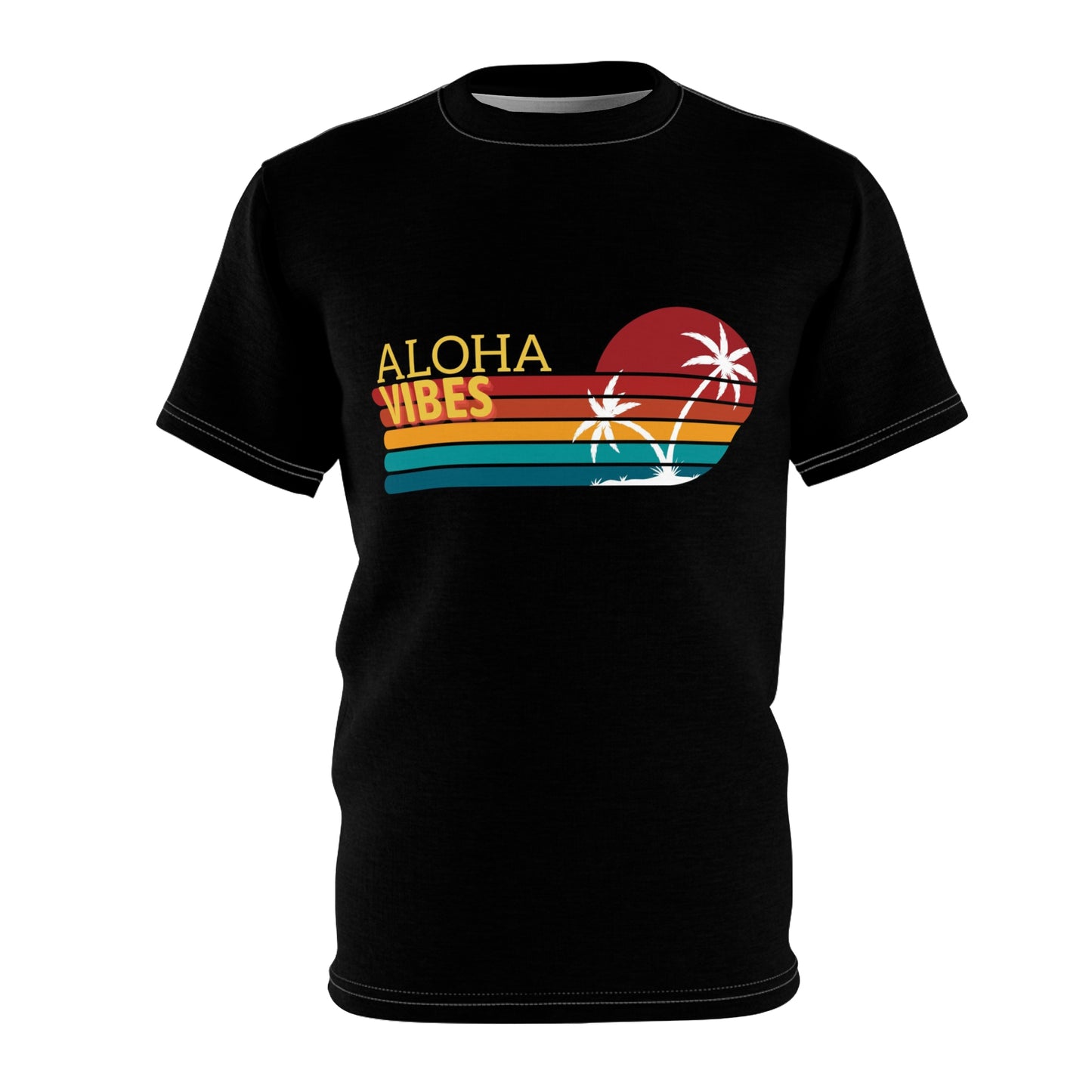 Aloha Vibes Unisex Cut & Sew Tee - Retro Tropical Graphic T-Shirt