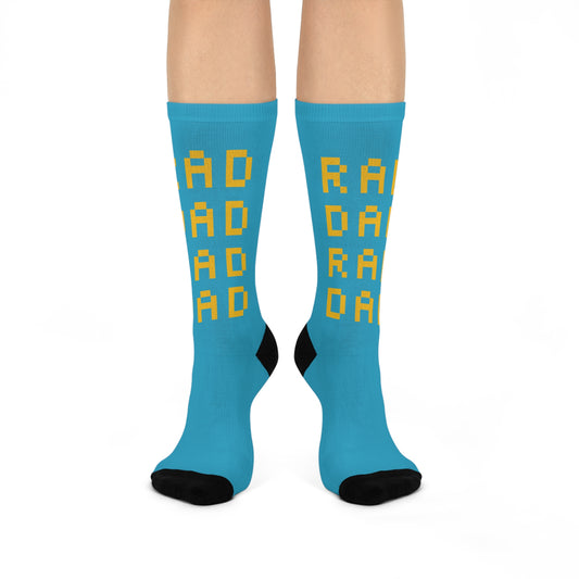 Rad Dad Cushioned Crew Socks - Fun Blue Socks for Dads